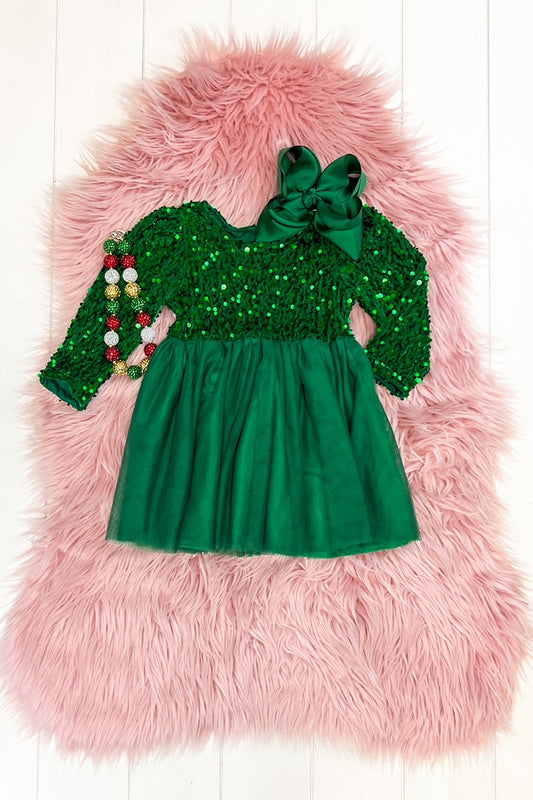 Green Velvet Sequin Dress