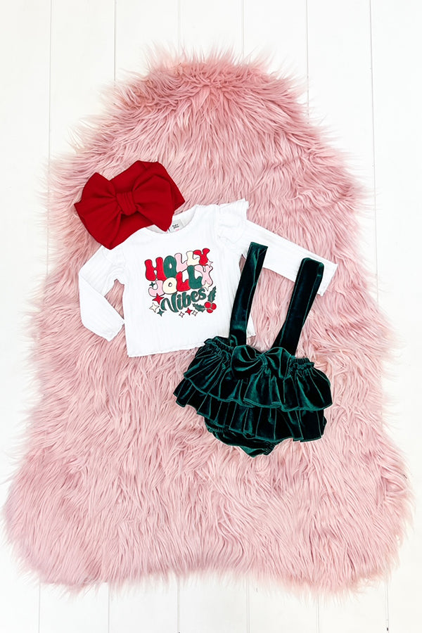 Holly Jolly Vibes Ruffle Bummie Suspender Set