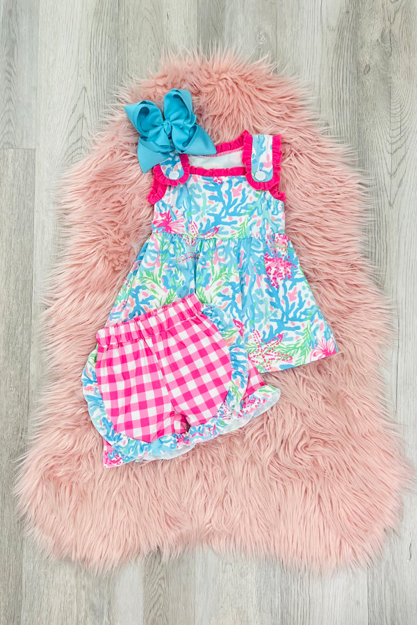 Hot Pink & Turquoise Short Set