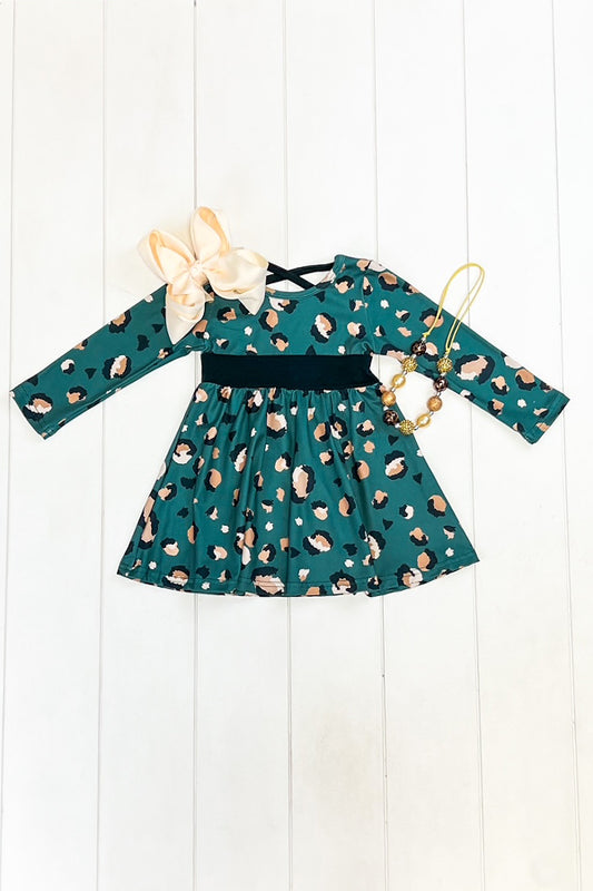 Hunter Green Leopard Dress