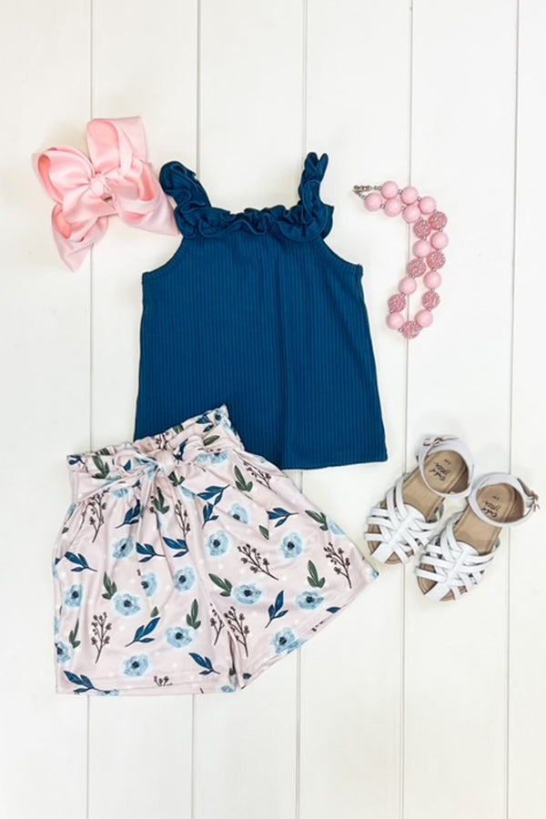 Petal Pink & Navy Floral Short Set – dashofglittercom