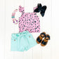 Pink & Aqua Leopard Short Set