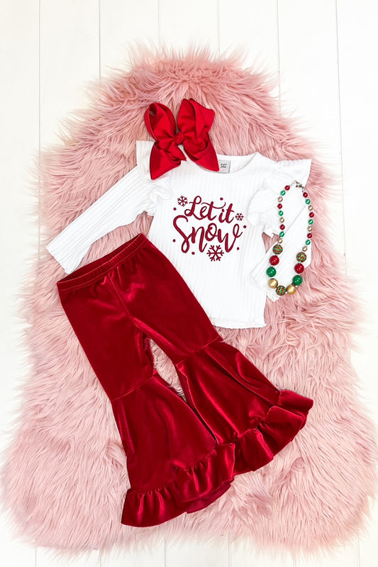 Let Is Snow Velvet Pant Set