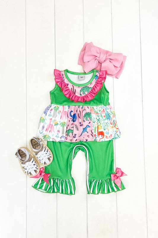 Lime & Pink Dino Romper