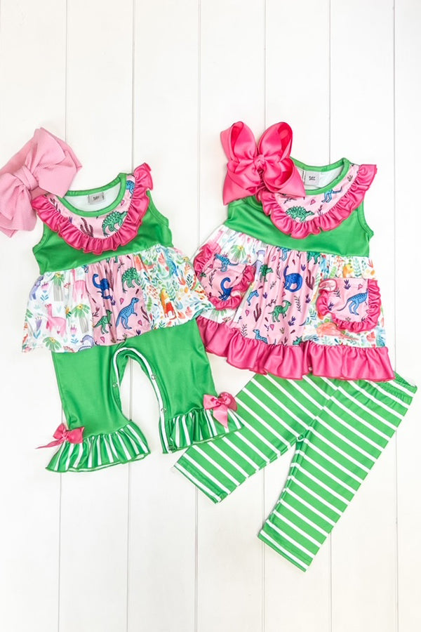 Lime & Pink Dino Romper