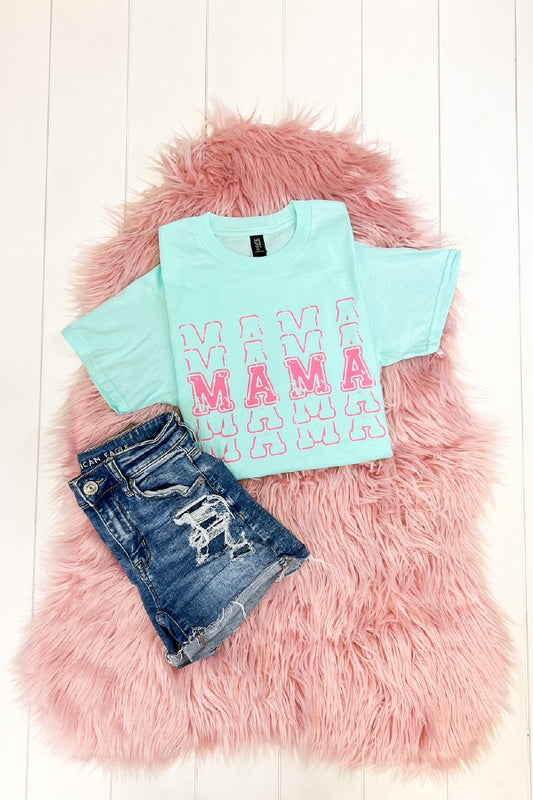 Aqua & Pink- MAMA Shirt