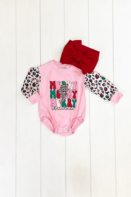 Leopard Merry Christmas Romper