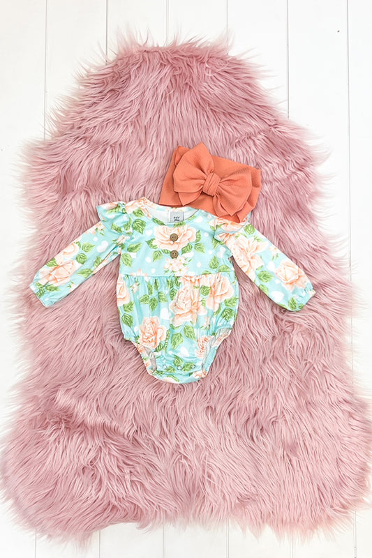 Aqua Floral Onesie