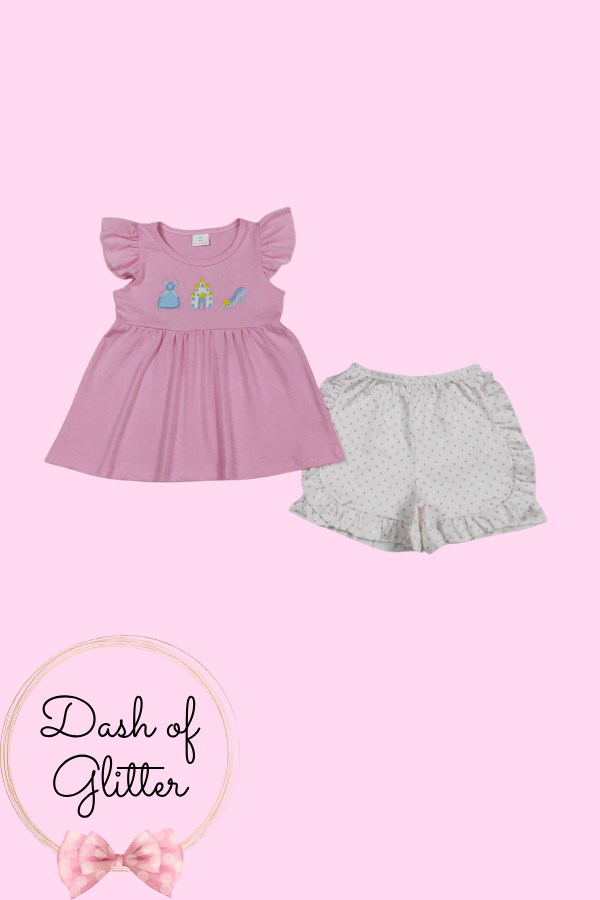 Pink Polka Dot Princess Short Set
