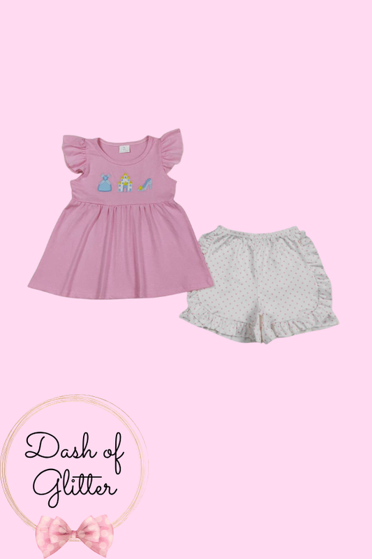 Pink Polka Dot Princess Short Set