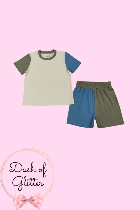 Boys Color Block Short Set