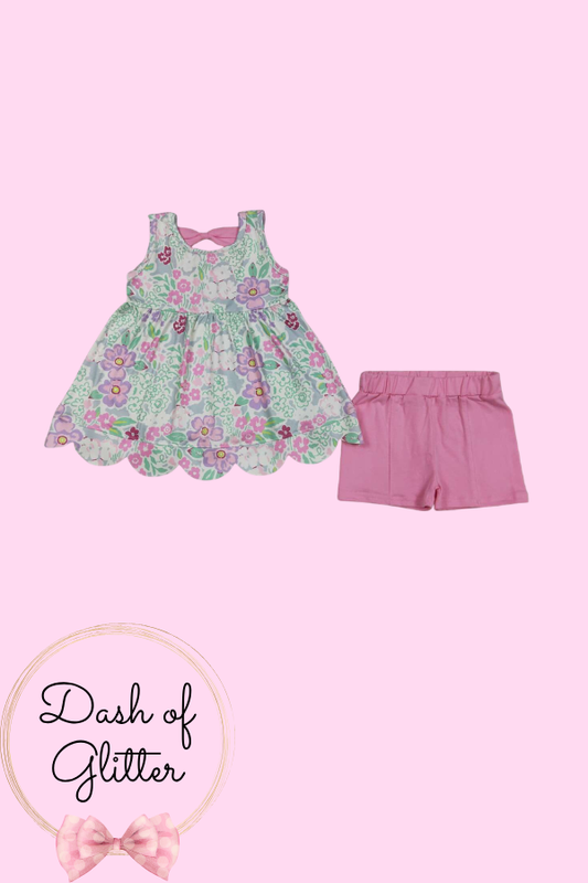 Pink & Lavender Floral Short Set