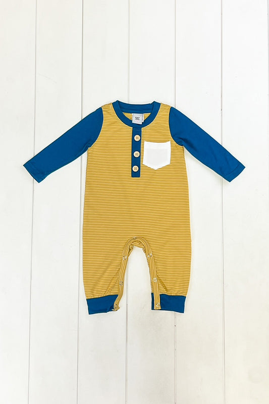 Blue & Yellow Pocket Romper