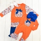 Orange & Blue Floral Pumpkin Pant Set