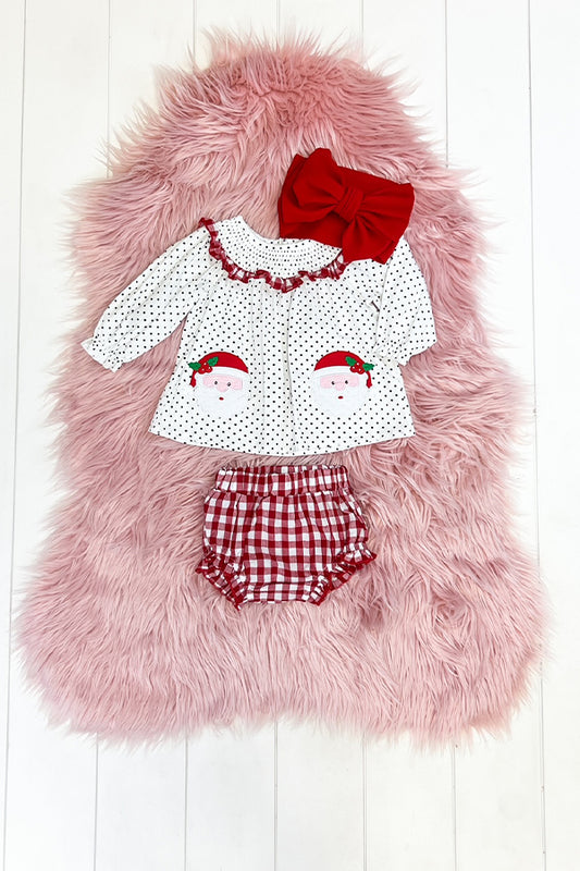 White & Red Polka Dot Santa Bummie Set