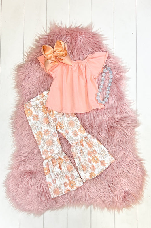 Peach Floral Pant Set