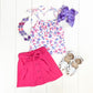 Pink & Purple Leopard Skirt Set
