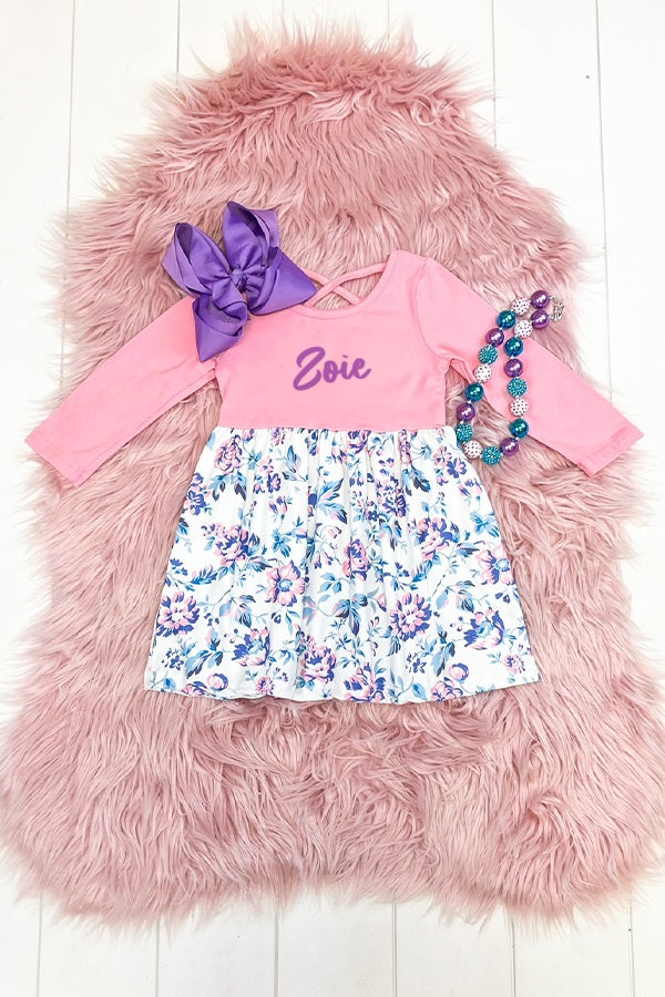 Light Pink & Blue Floral Dress