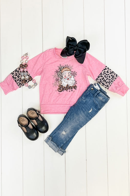 Pink Leopard Santa Shirt