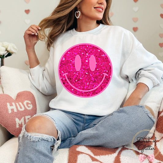 Hot Pink Smiley Sweatshirt