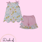 Pink & Yellow Ruffle Short Set