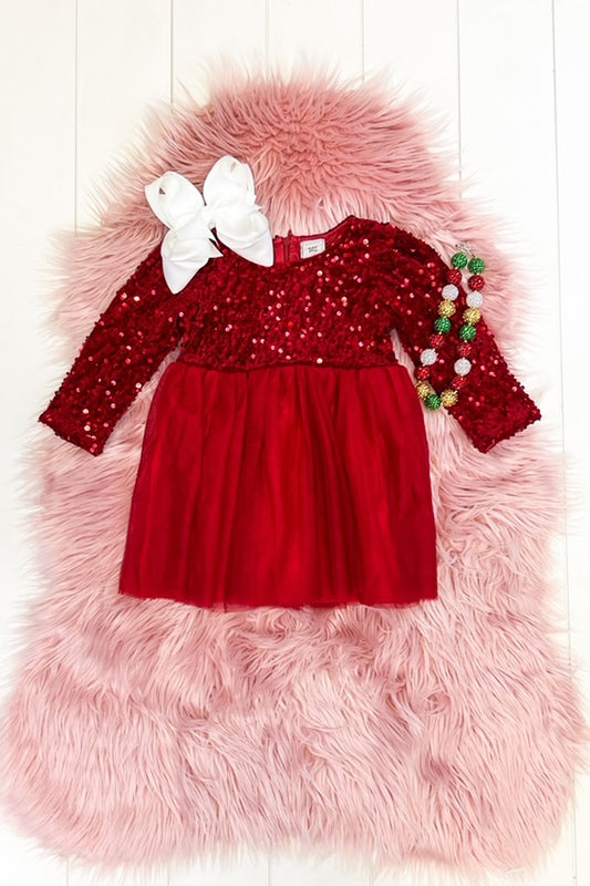 Red Velvet Sequin Dress
