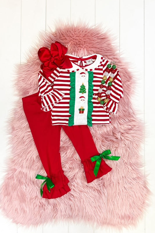 Red Stripe Christmas Pant Set