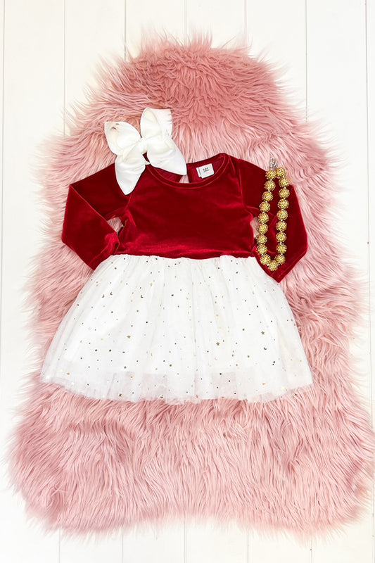 Red Velvet & Cream Dress