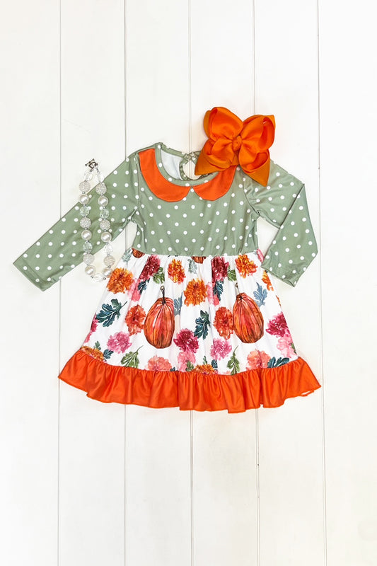 Sage Polka Dot Pumpkin Dress