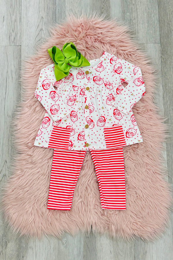 Red & White Santa Pant Set