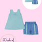 Blue Bow Short Set