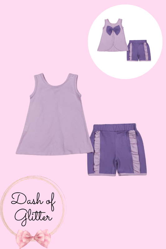 Purple Bow Short Set