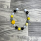 Yellow, Black & White Rose Necklace