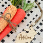 Personalized Wooden Bunny Easter Basket Tag with Bead