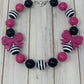 Black & Hot Pink Bow Necklace