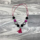 Hot Pink & Cheetah Tassel Necklace