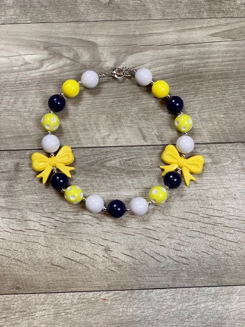 Yellow Navy & White Necklace