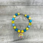 Blue & Yellow Rhinestone Chick Necklace