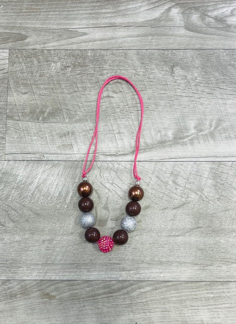 Adjustable Pink & Brown Necklace