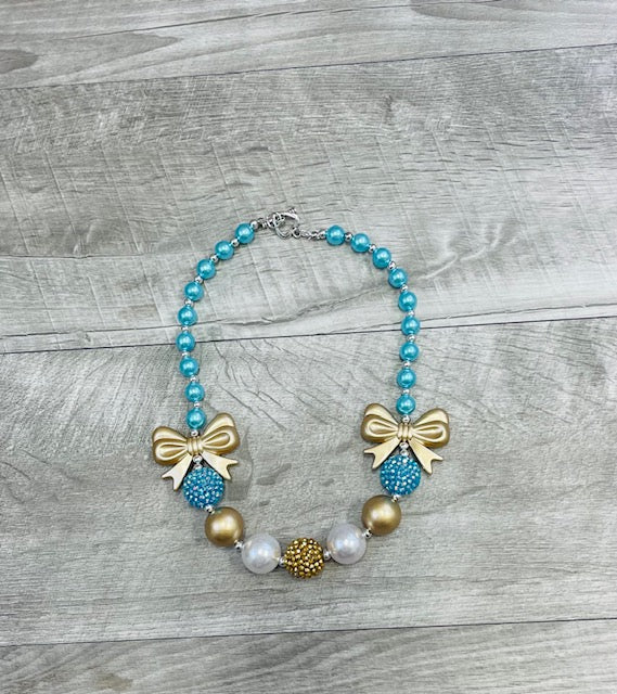 Turquoise & Gold Bow Necklace