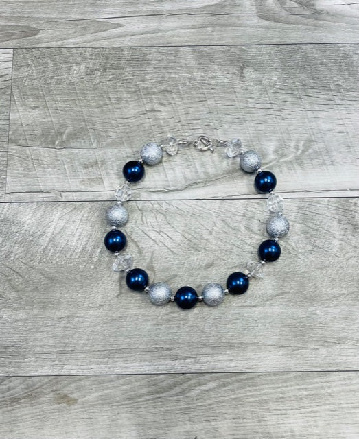 Navy Clear & Silver Necklace