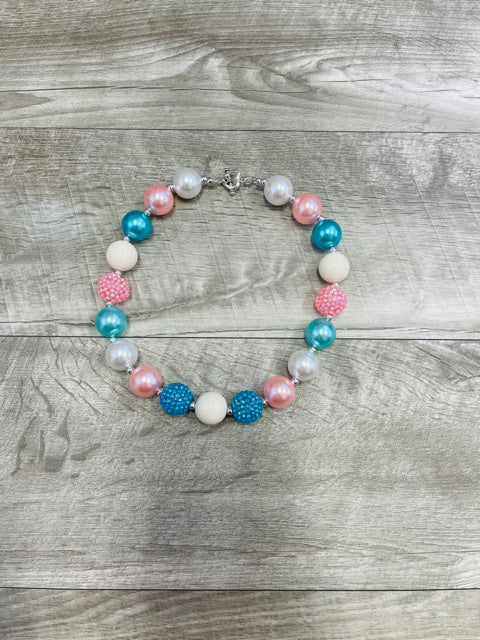 Pink Blue & Pearl Necklace