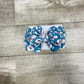 Blue Floral Messy Bow Headband