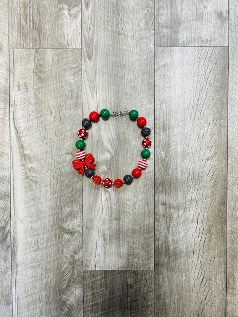 Green & Red Bow Necklace