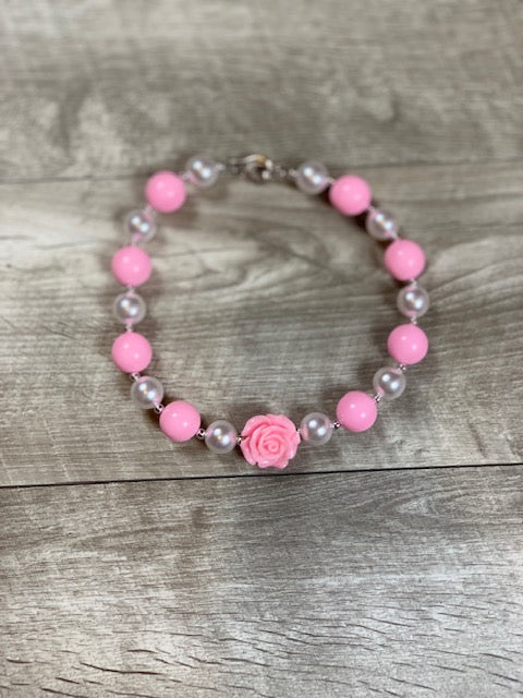 Pink & Pearl Rose Necklace