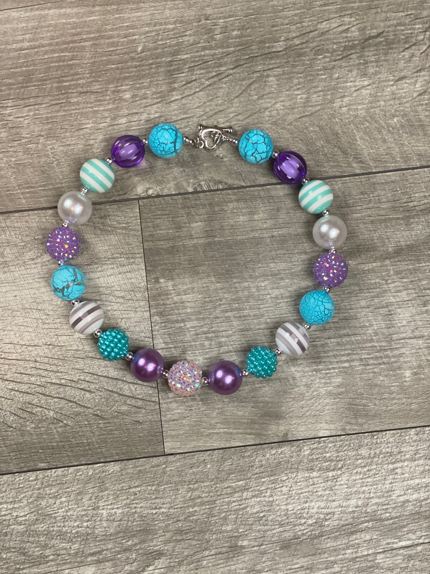 Turquoise, White & Purple Crackle Necklace