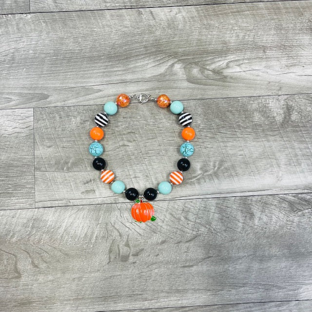 Aqua & Orange Pumpkin Necklace