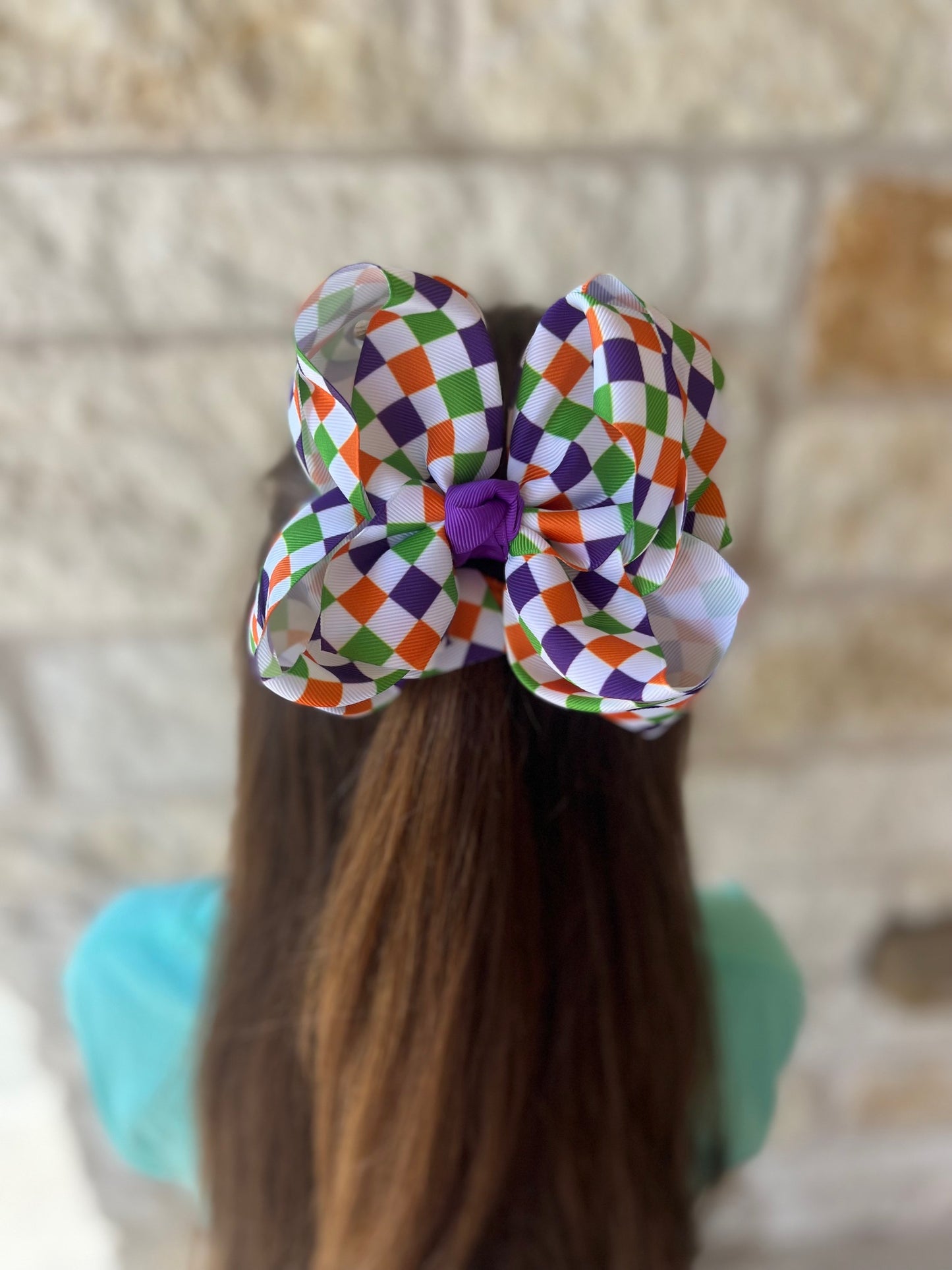 Double Stacked- Halloween Checkered Bow
