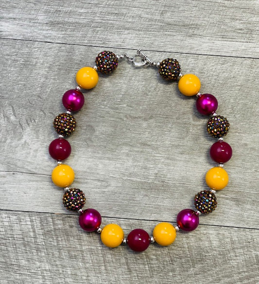 Wine & Mustard Rhinestone Necklace