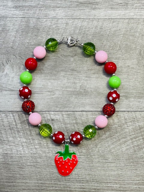 Pink Lime & Red Strawberry Necklace